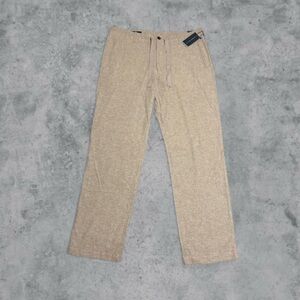 NWT Perry Ellis Men Chinchilla Linen Blend Button Fly Drawstring Pants 36x32